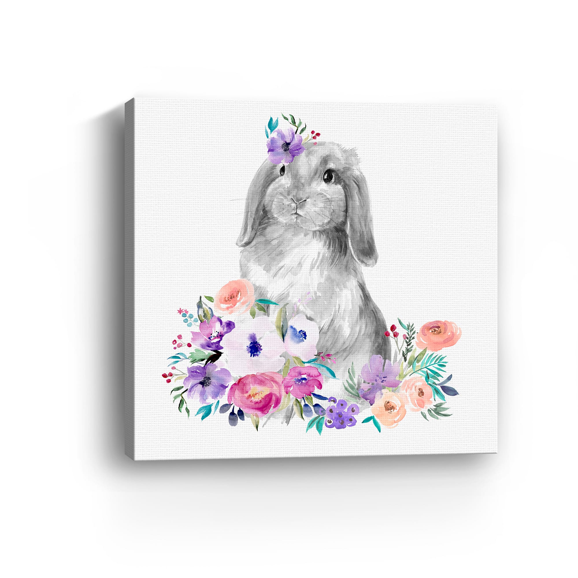 Lumaprints Bright Floral Bunny I Canvas Giclée Art